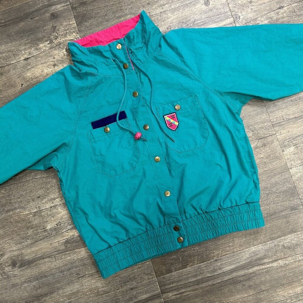 Vintage Jantzen Petite Jacket Windbreaker Women Small Green 80's